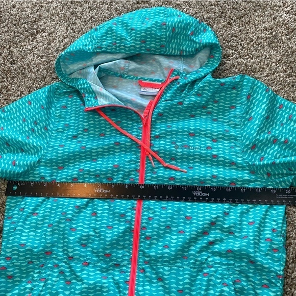 Columbia Women’s Windbreaker Rain Jacket Teal and Hot Pink Aztec Print Sz Small - Picture 8 of 12